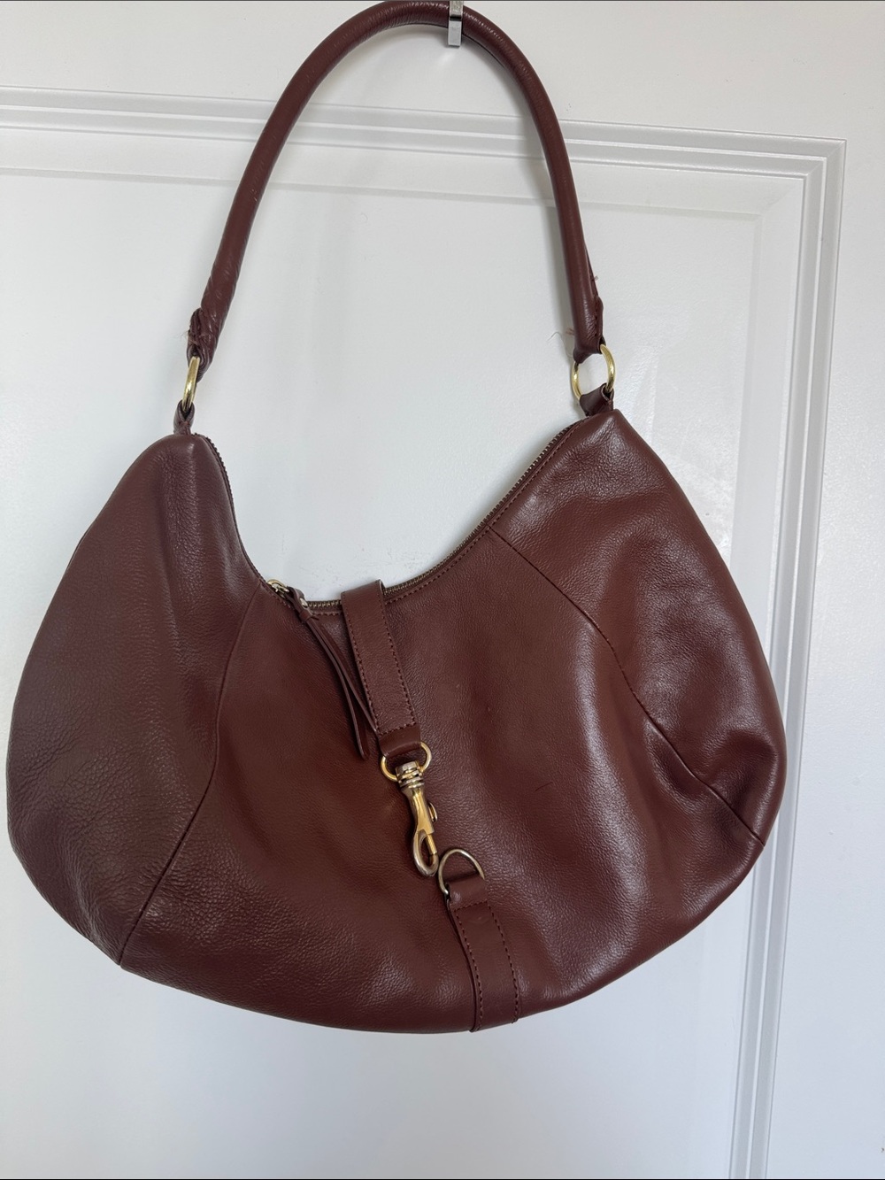 Women's Brown Leather Hobo Shoulder Bag